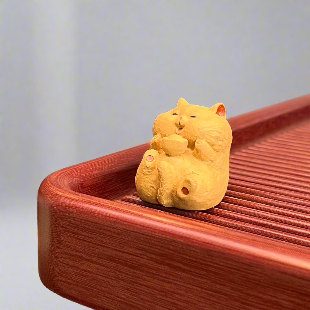 Cat with gold Tea pet #1215