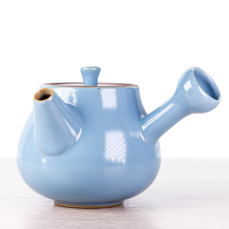 Teapot with side handle, blue, Dehua ceramics, 75 ml