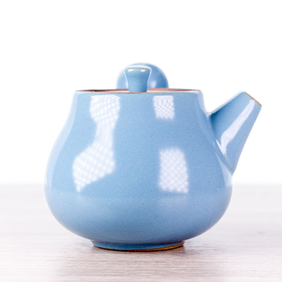 Teapot with side handle, blue, Dehua ceramics, 75 ml