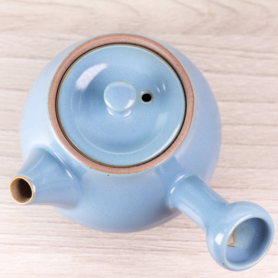 Teapot with side handle, blue, Dehua ceramics, 75 ml