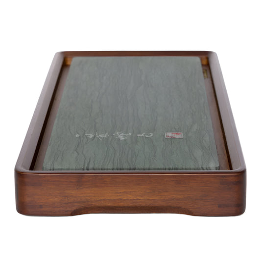 Tea tray StoneLeaf, wood and stone, 42x20cm