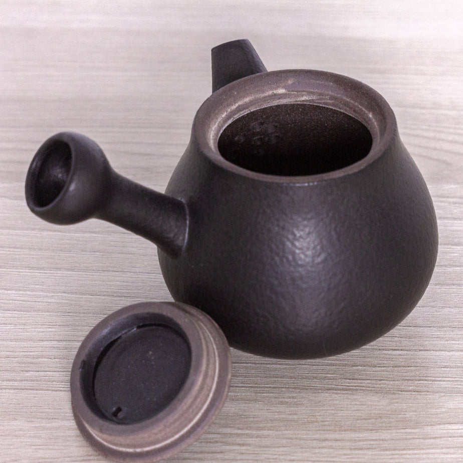 Teapot with side handle, black, Dehua ceramics, 75 ml