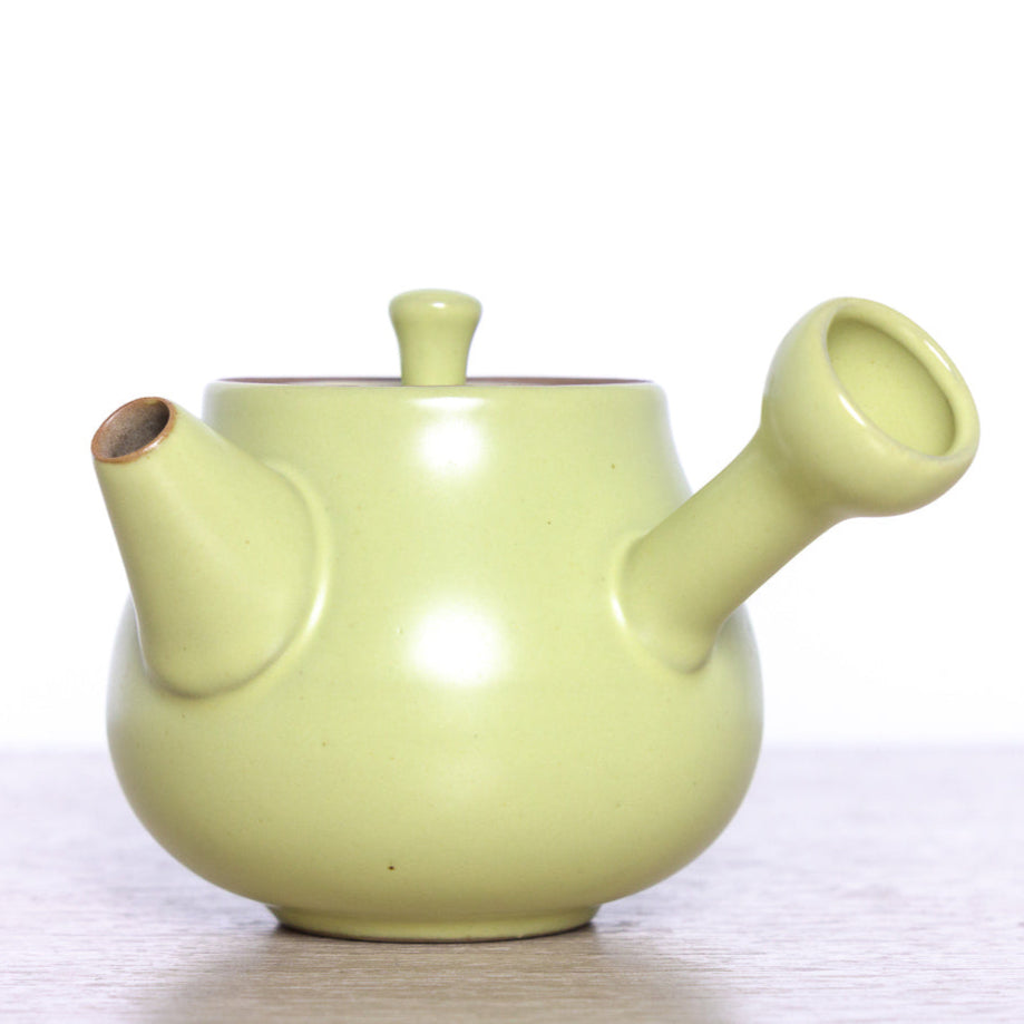 Teapot with side handle, yellow, Dehua ceramics, 75 ml