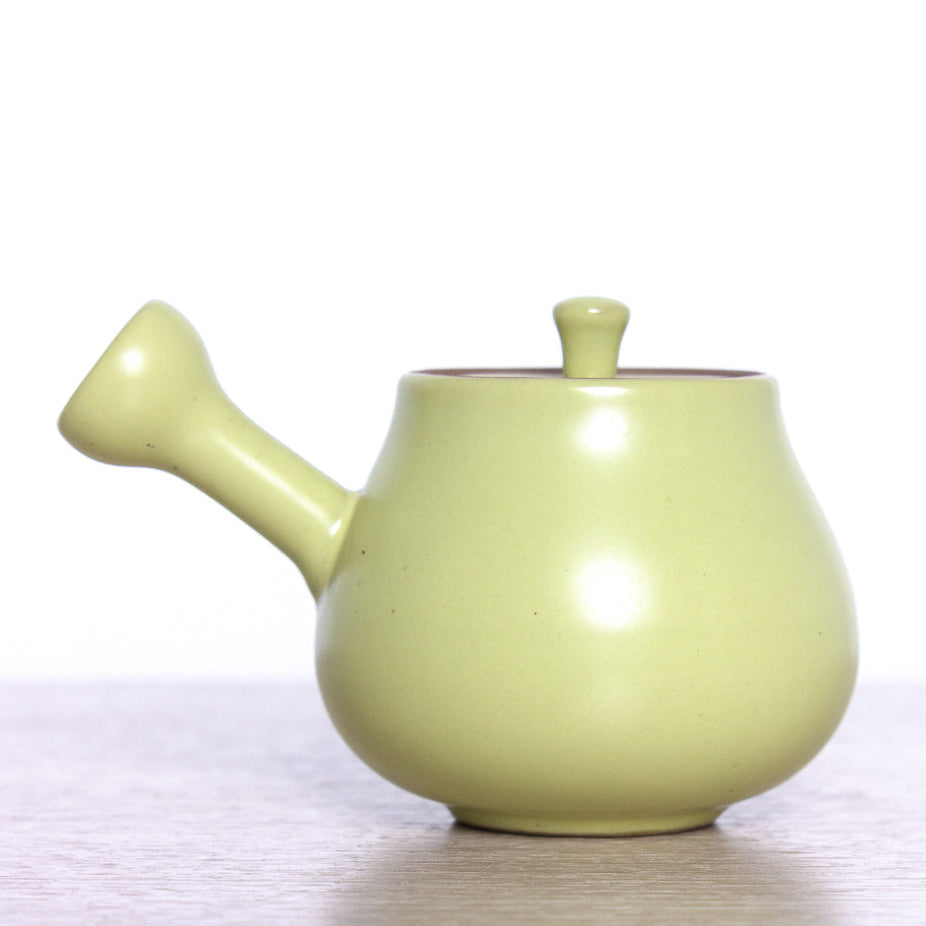 Teapot with side handle, yellow, Dehua ceramics, 75 ml