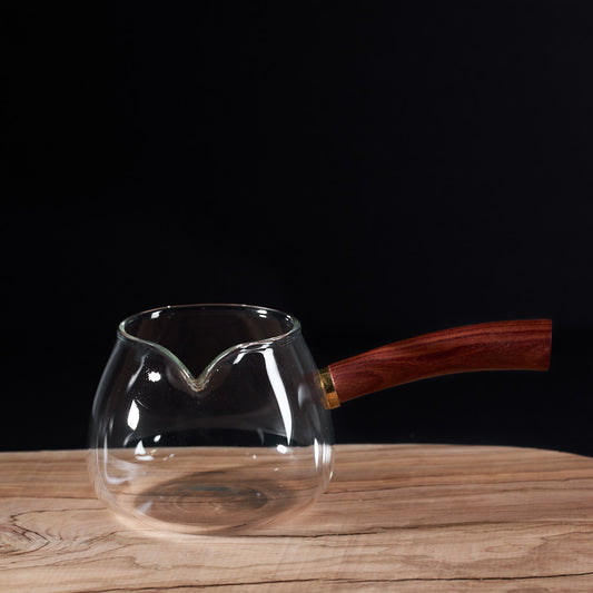 Glass Cha Hai with wooden handle, 350 ml