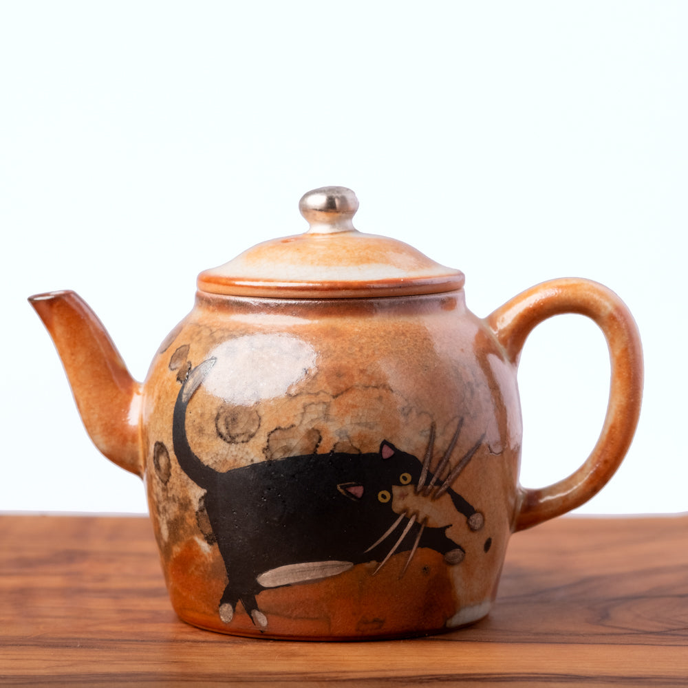 Dancing Cat Ceramic Teapot, 110 ml