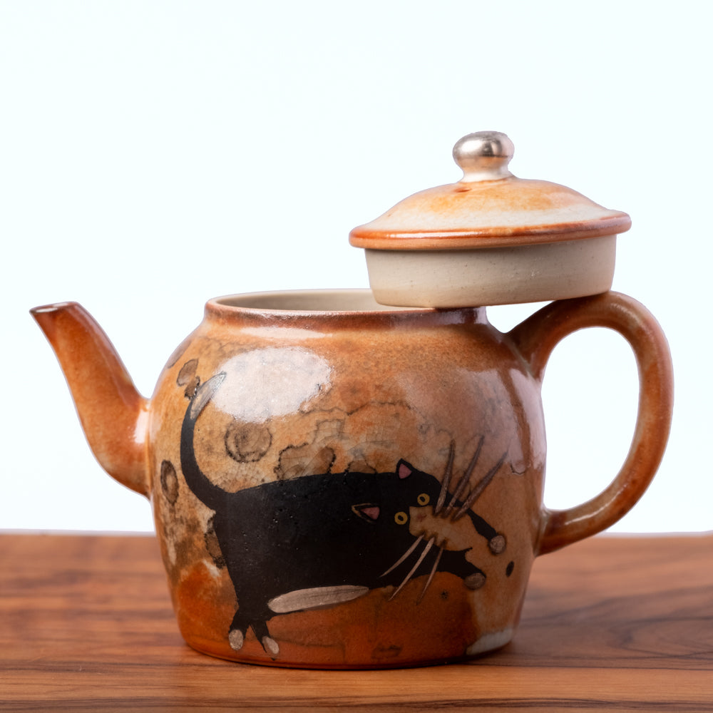 Dancing Cat Ceramic Teapot, 110 ml