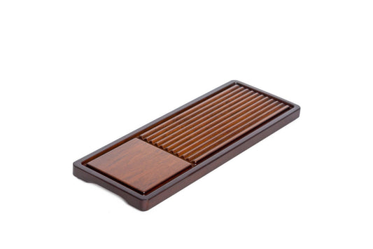 Tea Tray bamboo flat, brown with black rim 40x14x2