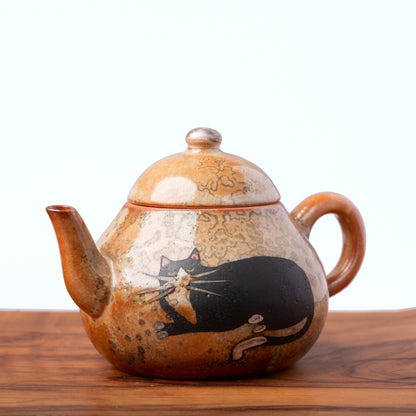 Lying Cat Ceramic Teapot, 160 ml